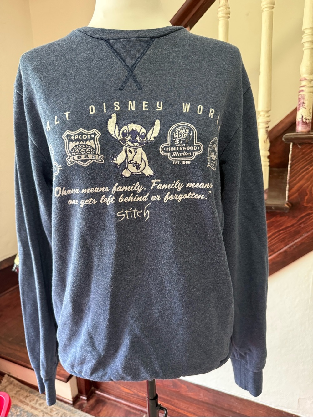 Disney Blue Crewneck Sweater with Stitch Design